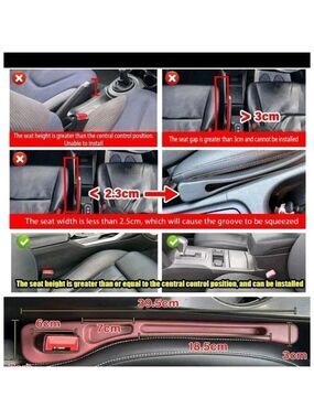 2 PCS Brown Car Seat Gap Filler Organizer